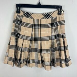 Divided H&M Size 2 Tan Black Pleated School Girl Mini Skirt M12